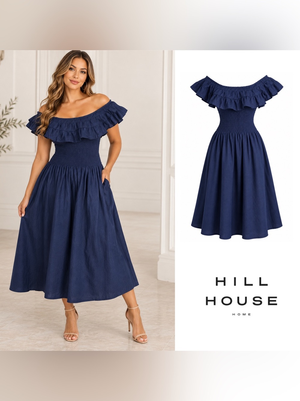 NEW Hill House Akilah Nap Dress In Navy